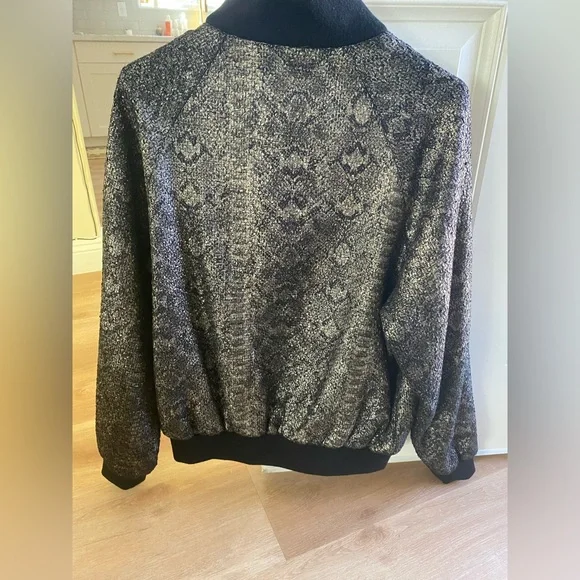 UNCONDITIONAL London Black/Grey Metallic Snakeskin-effect Bomber